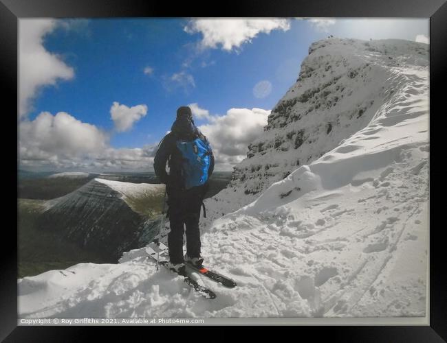 Winter Ski on Brecon Beacons Framed Print by Roy Griffiths