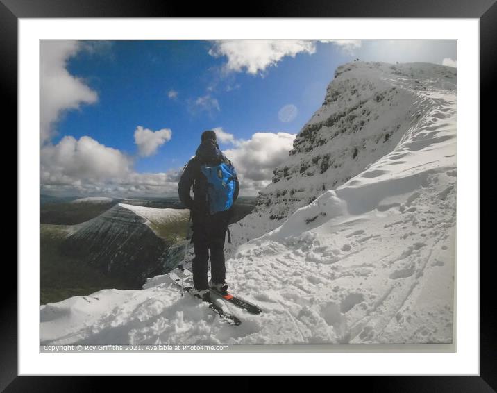 Winter Ski on Brecon Beacons Framed Mounted Print by Roy Griffiths