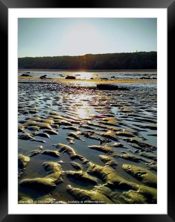 Rocky Beach ripples at Whitley Bay Framed Mounted Print by Tina Veeranna