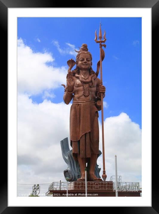 Giant statue of Lord Shiva at Grand Bassin in Mauritius Framed Mounted Print by Gerard Peka