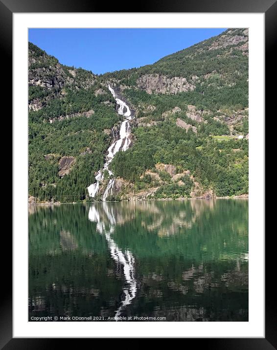 Reflection of a Norwegian waterfall  Framed Mounted Print by Mark ODonnell