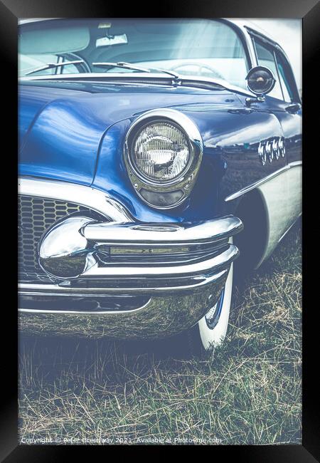 AMERICAN BUICK BLUE 1960S CAR Framed Print by Peter Greenway