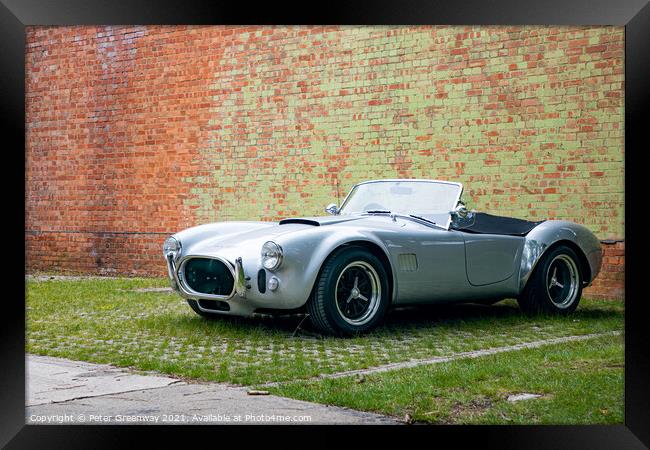 CLASSIC COBRA SPORTS CAR SILVER Framed Print by Peter Greenway