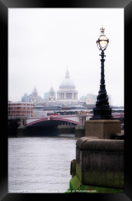 London River Thames St Paul Cathedral Framed Print by Peter Greenway