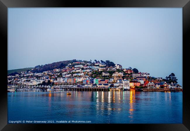 Houses On The Hillside At Kingswear, Dartmouth Framed Print by Peter Greenway