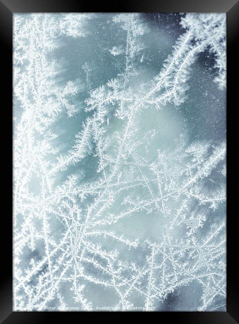 Frost Fractal Patterns On A Pane Of Glass Framed Print by Peter Greenway