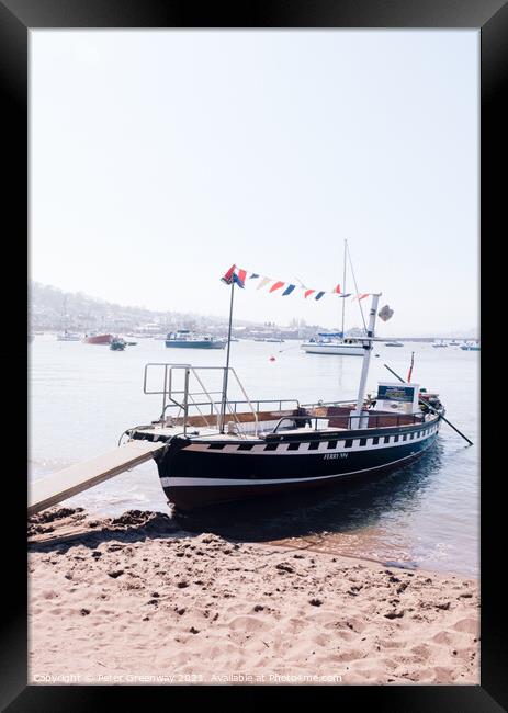 Shaldon's Historic Pedestrain Ferry On Terignmouth's Back Beach Framed Print by Peter Greenway
