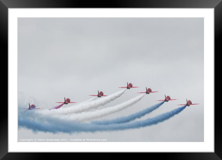 The 'Red Arrows' At Farnborough International Airshow Framed Mounted Print by Peter Greenway