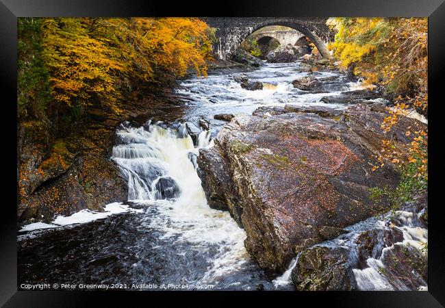 Autumn At Invermoriston Falls, Scotland Framed Print by Peter Greenway