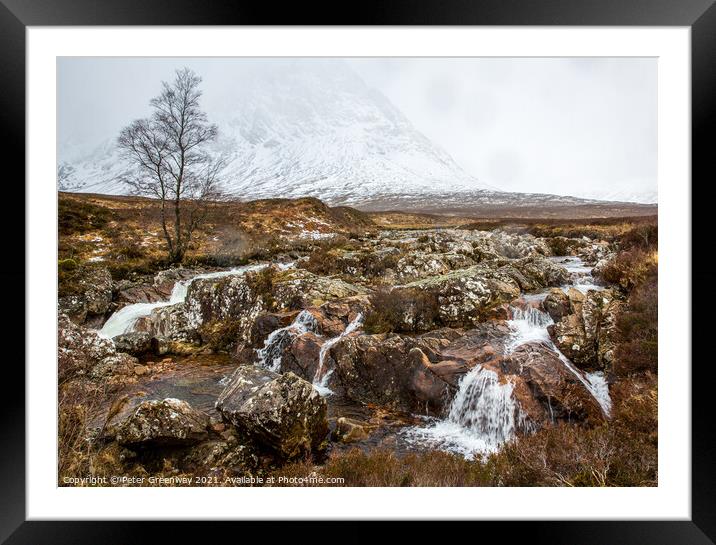 Buachaille Etive Mor Falls At Glencoe, Scottish Hi Framed Mounted Print by Peter Greenway