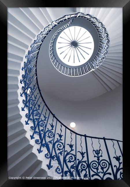 Tulip Spiral Staircase, Queen's House In Greenwich Framed Print by Peter Greenway