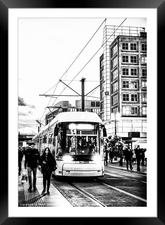 Trams & People Milling Around Alexanderplatz, Berl Framed Mounted Print by Peter Greenway