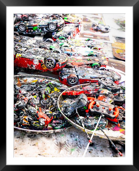 Model Cars & Controllers Splattered With Colour Pa Framed Mounted Print by Peter Greenway