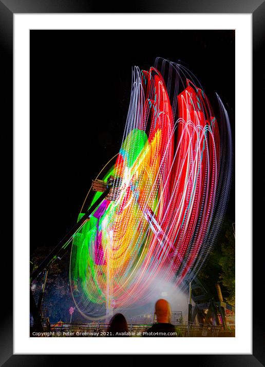 'Storm' Fairground Ride At The Annual Witney Feast Framed Mounted Print by Peter Greenway