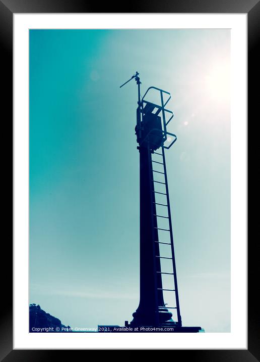 Harbour Signalling Mast At Torquay Marina Framed Mounted Print by Peter Greenway