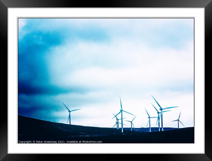 Wind Turbines In The Scottish Highlands  Framed Mounted Print by Peter Greenway