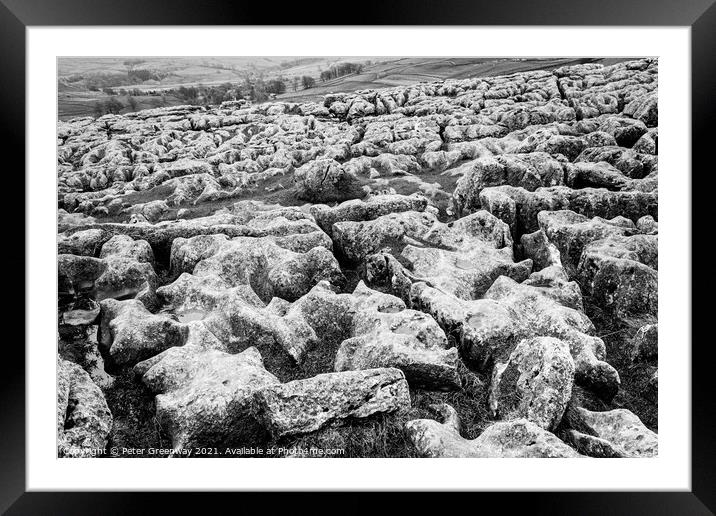 The Limestone Pavement On Top Of Malham Cove, York Framed Mounted Print by Peter Greenway
