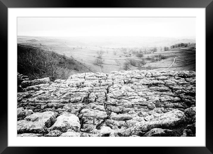 The Limestone Pavement On Top Of Malham Cove, York Framed Mounted Print by Peter Greenway