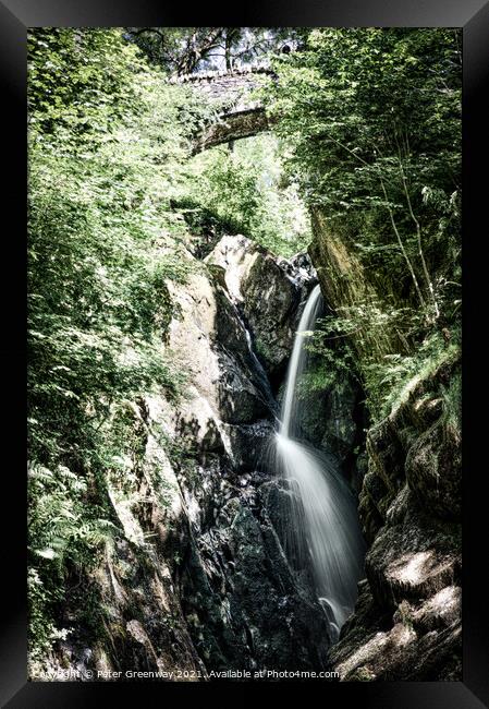 The Aira Force Waterfall In The Lake District Framed Print by Peter Greenway