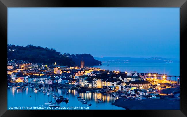 View Of Back Beach In Teignmouth At Dusk Framed Print by Peter Greenway