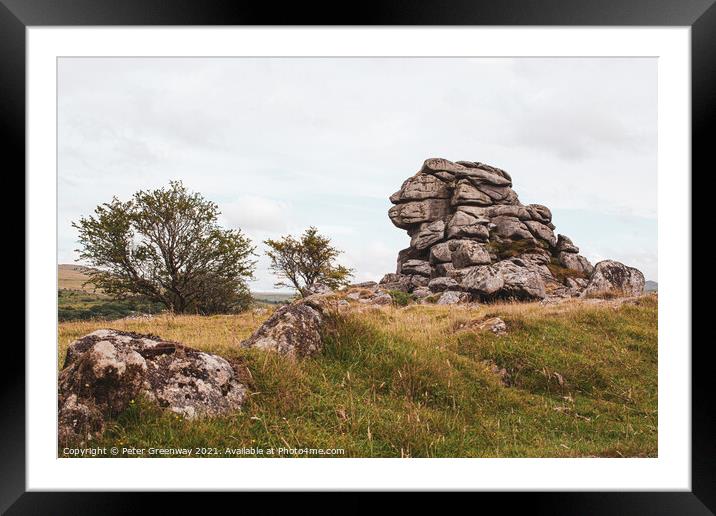 'Lion' Rock Tor, Dartmoor, Devon Framed Mounted Print by Peter Greenway
