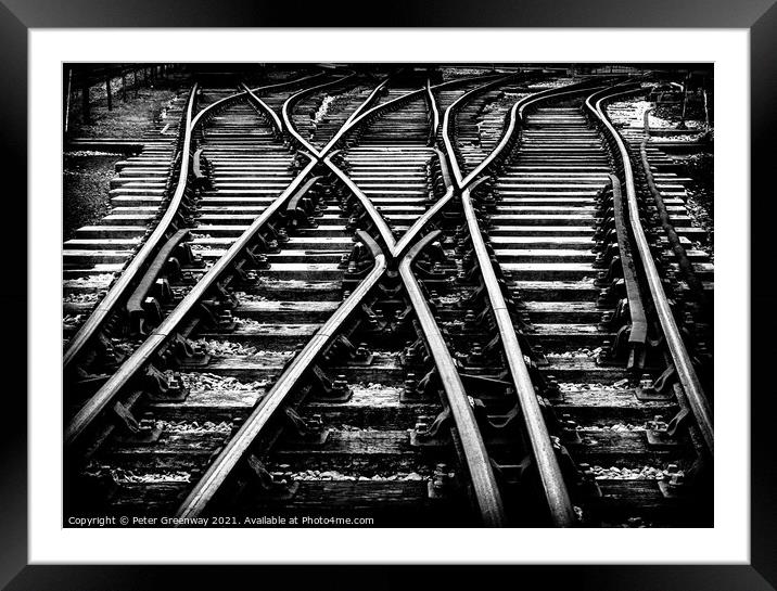 Railway Shunting Yard Tracks Framed Mounted Print by Peter Greenway