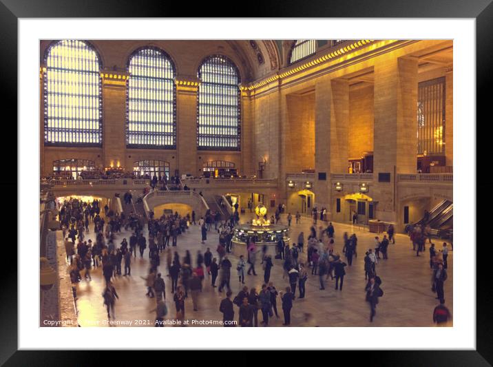 People Milling Around At Grand Central Station in  Framed Mounted Print by Peter Greenway