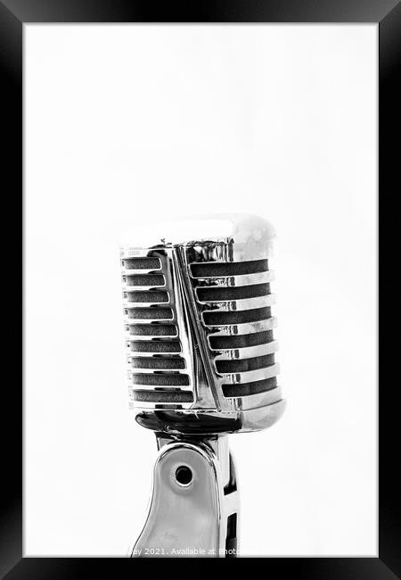  Vintage Microphone In Monochrome Framed Print by Peter Greenway