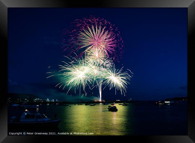 Fireworks Display Plymouth Harbour  Framed Print by Peter Greenway