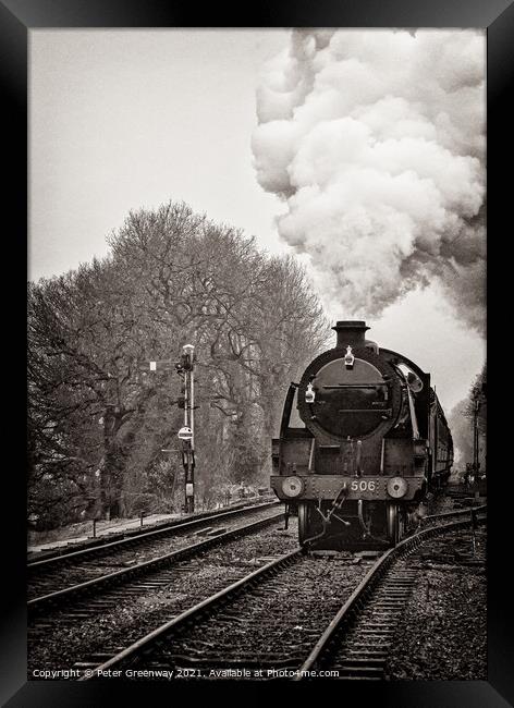 Steam Locomotive Train On The 'Watercress' Railway Framed Print by Peter Greenway