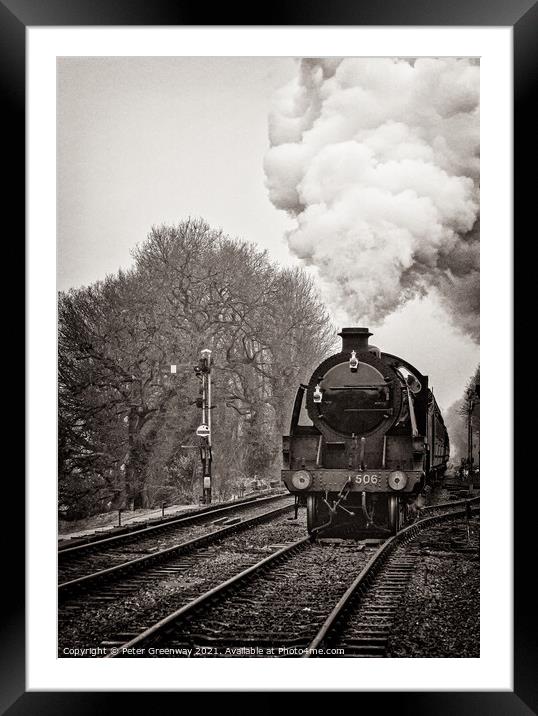 Steam Locomotive Train On The 'Watercress' Railway Framed Mounted Print by Peter Greenway
