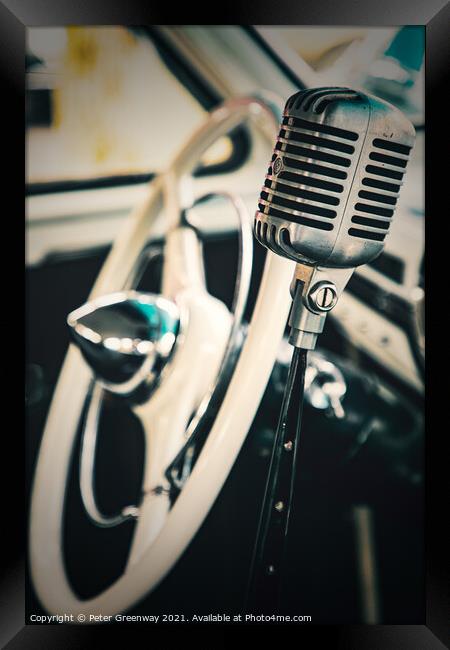 American Chevy Truck - Steering wheel & Microphone Framed Print by Peter Greenway