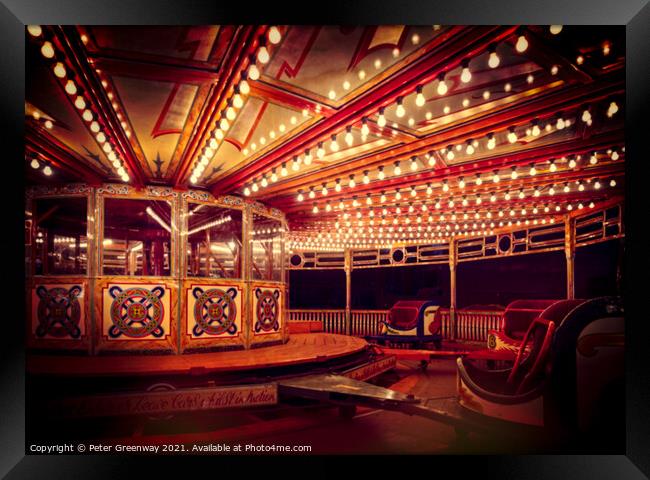 Steam Powered Vintage 'Waltzer' Fairground Ride Framed Print by Peter Greenway