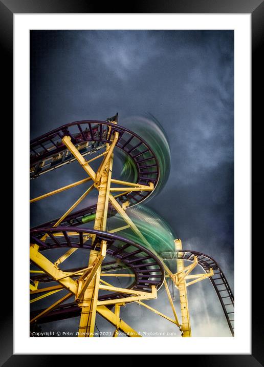Mini Roller Coaster Ride At The Annual 'Witney Feast' Travelling Funfair In Oxfordshire Framed Mounted Print by Peter Greenway