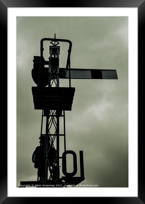 Vintage Railway Line Signal On The Watercress Line Framed Mounted Print by Peter Greenway