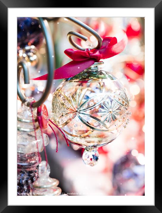 Hand Blown Christmas Baubles Framed Mounted Print by Peter Greenway