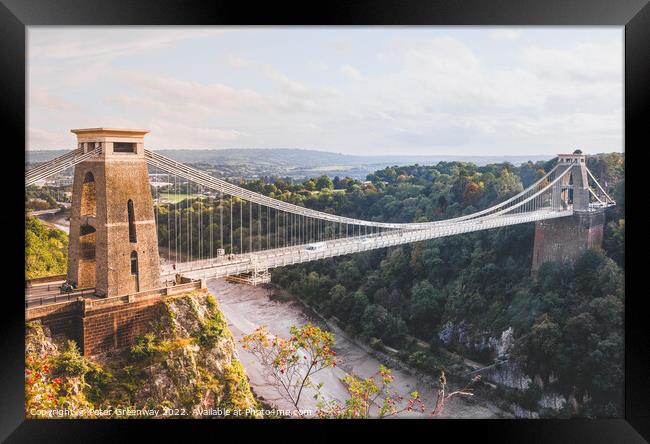 A Late Winter Afternoon At Clifton Suspension  Bridge Avon Framed Print by Peter Greenway