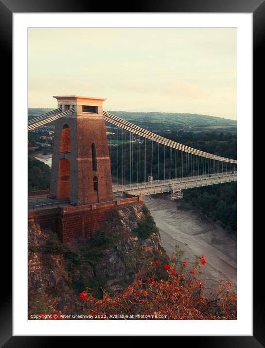 Clifton Suspension Bridge Tower, Avon Framed Mounted Print by Peter Greenway
