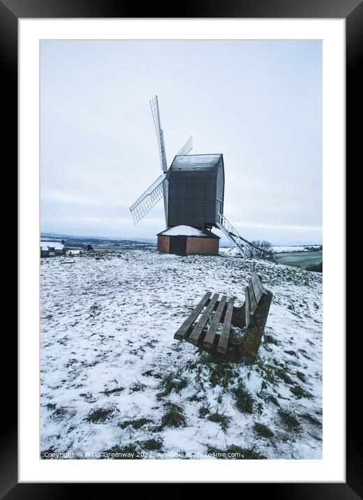 Brill Windmill On A Snowy Day In Winter Framed Mounted Print by Peter Greenway