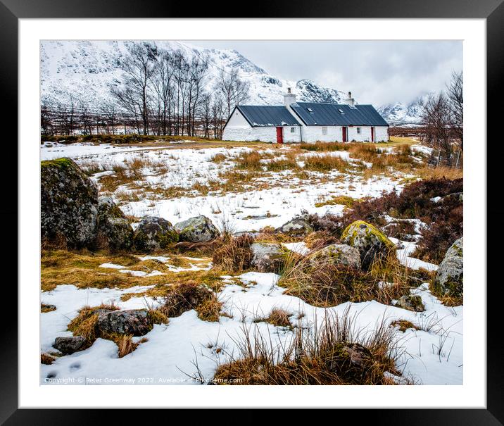 Blackrock Cottage, Glencoe In The Scottish Highlands Framed Mounted Print by Peter Greenway