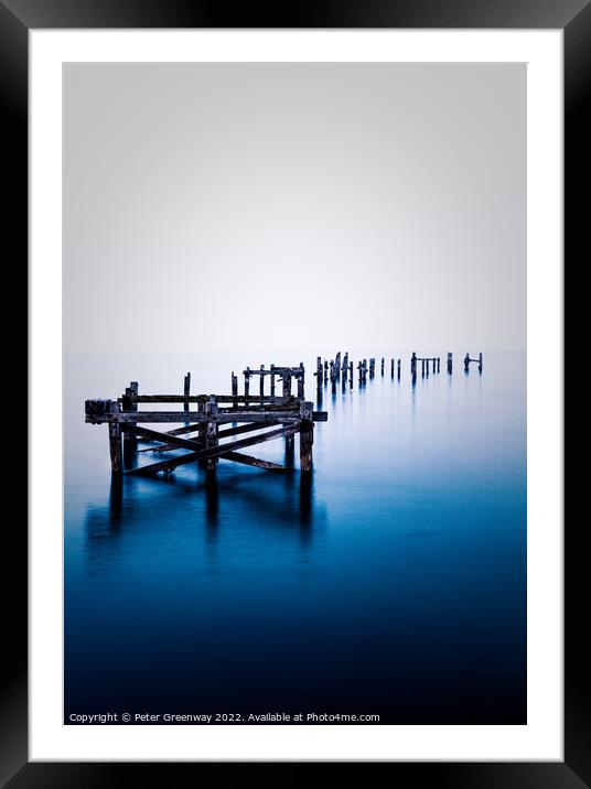 The Remains Of The Old Pier At Swanage, Dorset Framed Mounted Print by Peter Greenway
