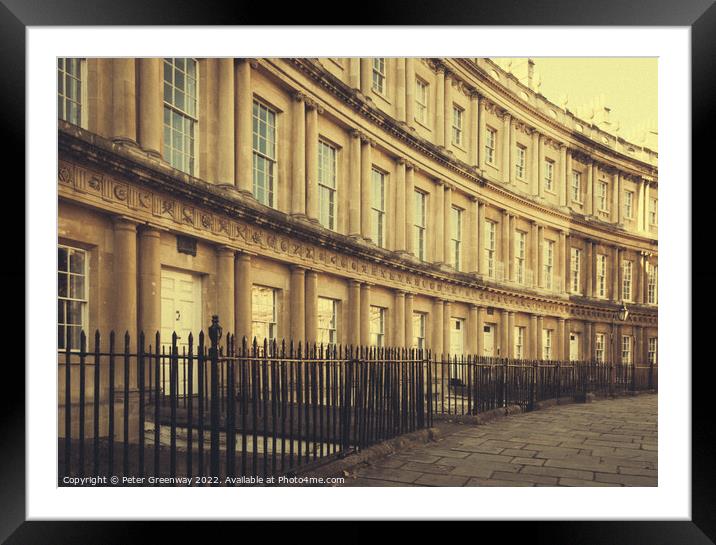 The Circus Crescent, Bath Spa, England Framed Mounted Print by Peter Greenway