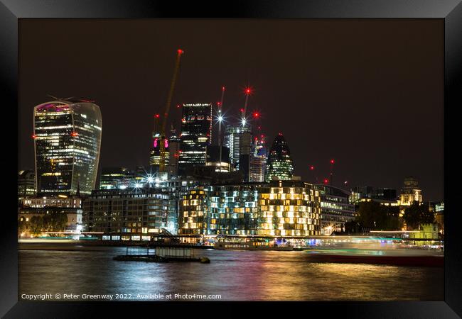 London At Night - The 'Walkie Talkie' Building & F Framed Print by Peter Greenway