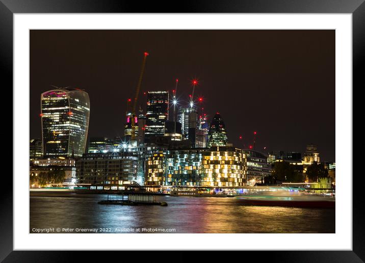 London At Night - The 'Walkie Talkie' Building & F Framed Mounted Print by Peter Greenway