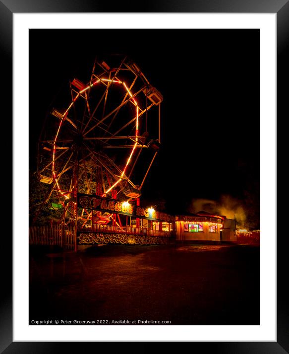 Hollycombe Vintage Steam Fairground At Night Framed Mounted Print by Peter Greenway