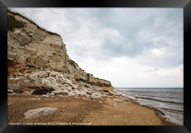 Stormy Rainclouds Over Old Hunstanton Cliffs In No Framed Print by Peter Greenway