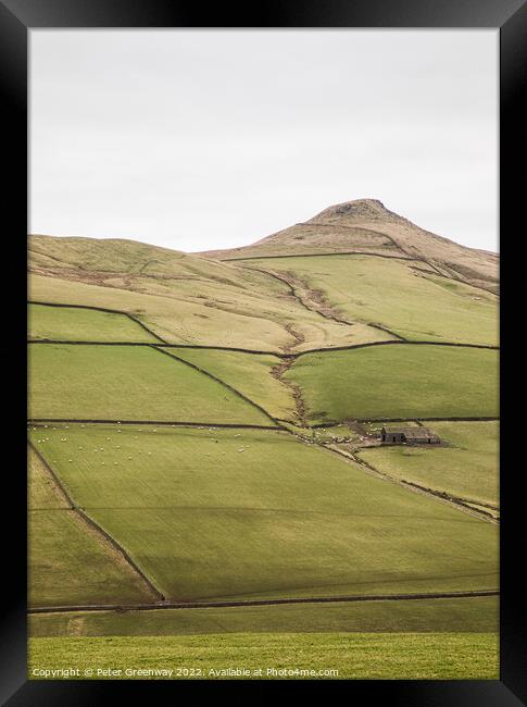 A Lonely Farm Barn In the Rolling Hills of the Peak District Framed Print by Peter Greenway