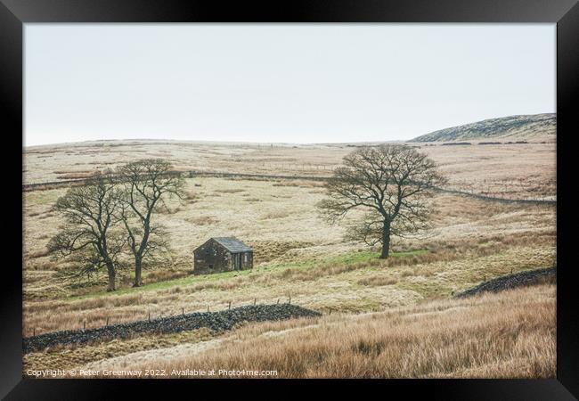 A Lonely Farm Barn In The Depths Of Winter In The  Framed Print by Peter Greenway