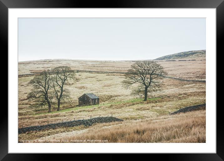 A Lonely Farm Barn In The Depths Of Winter In The  Framed Mounted Print by Peter Greenway