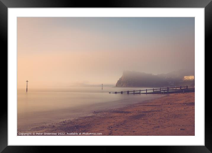 Sea Mist Around Teignmouth Beach At Sunrise Framed Mounted Print by Peter Greenway